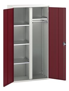 16926579.** Verso partitioned cupboard with 4 shelves, 1 coat rail. WxDxH: 1050x550x2000mm. RAL 7035/5010 or selected